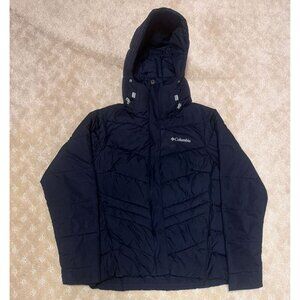 Columbia Women's XS Puffer Jacket Navy Blue Hooded Winter Insulated